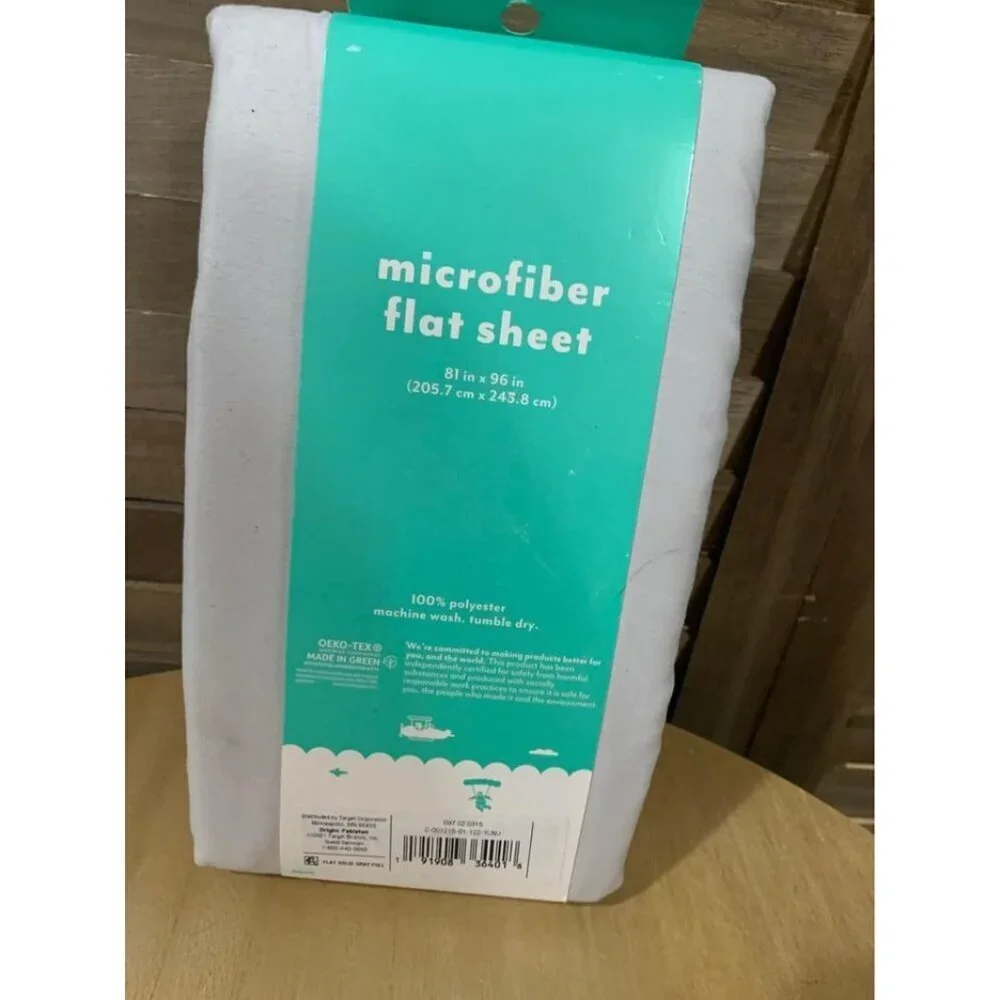 NEW Pillowfort Full Size Brushed Microfiber Flat Sheet Solid Gray